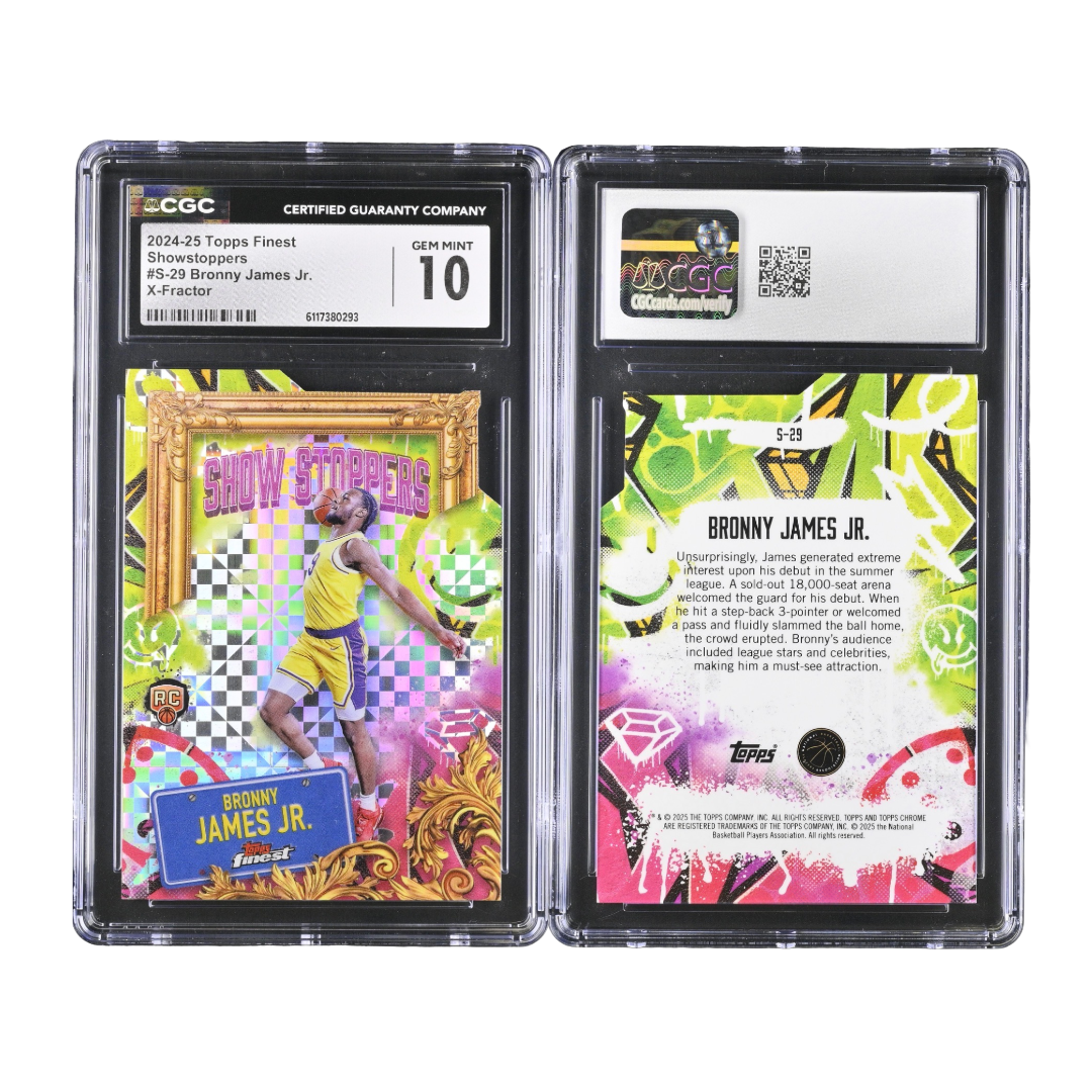 TOPPS FINEST BRONNY JAMES JR. SHOWSTOPPERS X-FRACTOR ROOKIE CGC 10